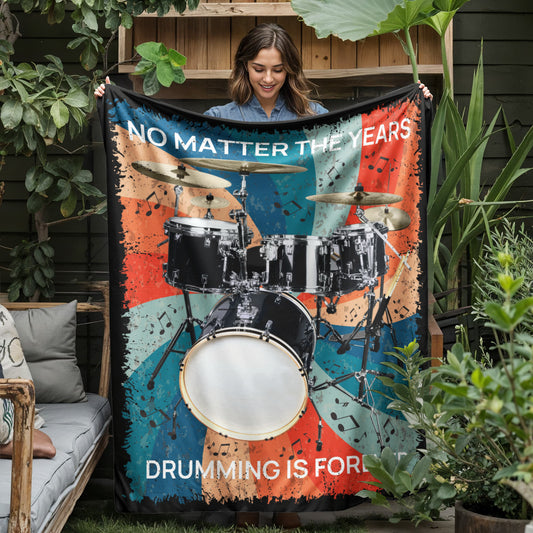 Retro Drumming Blanket-No Matter The Years Drumming is Forever