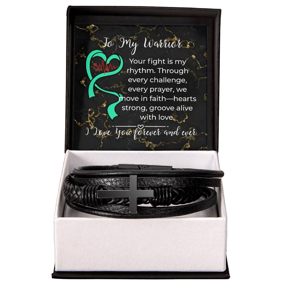 Personalize Your Fight Is My Rhythm Men's Cross Bracelet