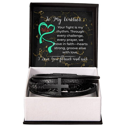 Personalize Your Fight Is My Rhythm Men's Cross Bracelet