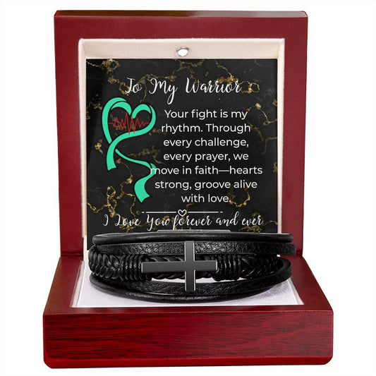 Personalize Your Fight Is My Rhythm Men's Cross Bracelet