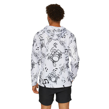 Drummer All-Over Print Hoodie Shirt — Drumset, Drumsticks & Music Notes