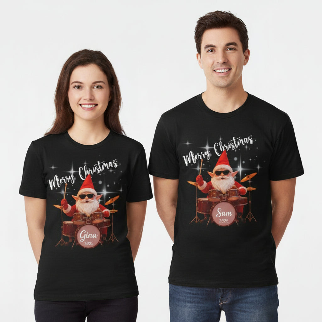 Personalized Santa Gnome Drummer T-shirt