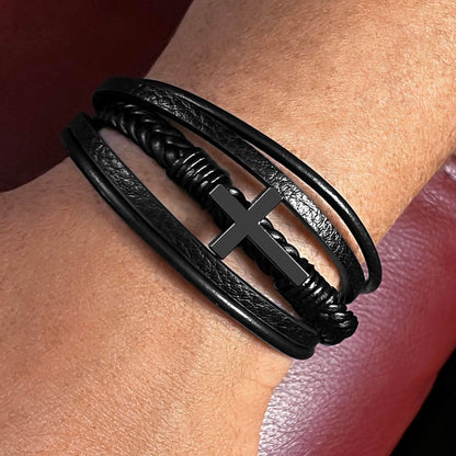 Personalize Your Fight Is My Rhythm Men's Cross Bracelet