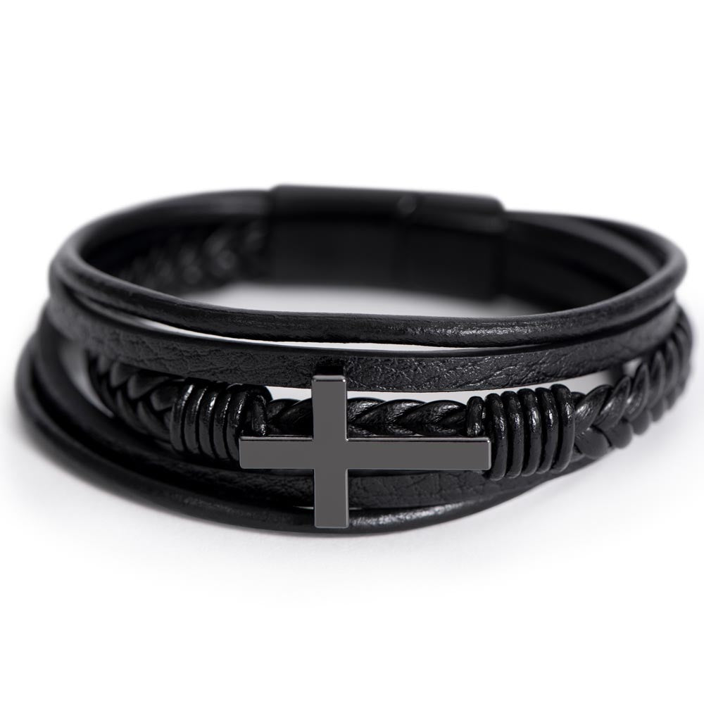 Personalize Your Fight Is My Rhythm Men's Cross Bracelet